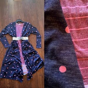 S Striped Carly (Fits like L)+ L Polka Dotted Sarah. LuLaRoe. Belt not included.